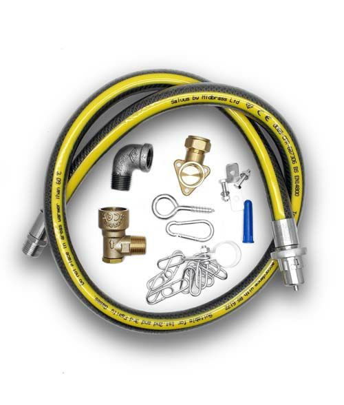 LPG Cooker Hose Installation Kit 4ft Hose 1/2" BSP Straight Bayonet